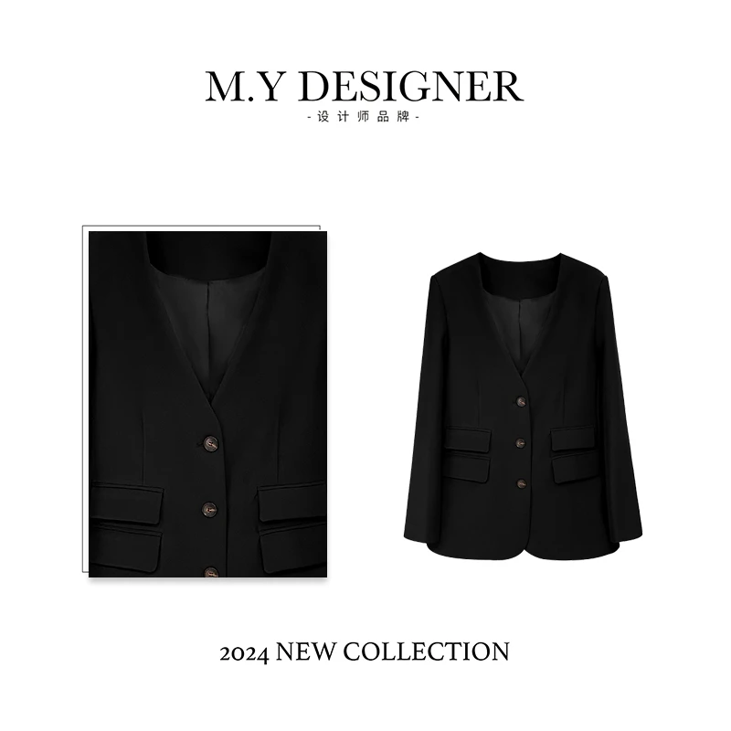 M.Y媛总  【星芒璀璨】时尚高级气质无领西装外套720005