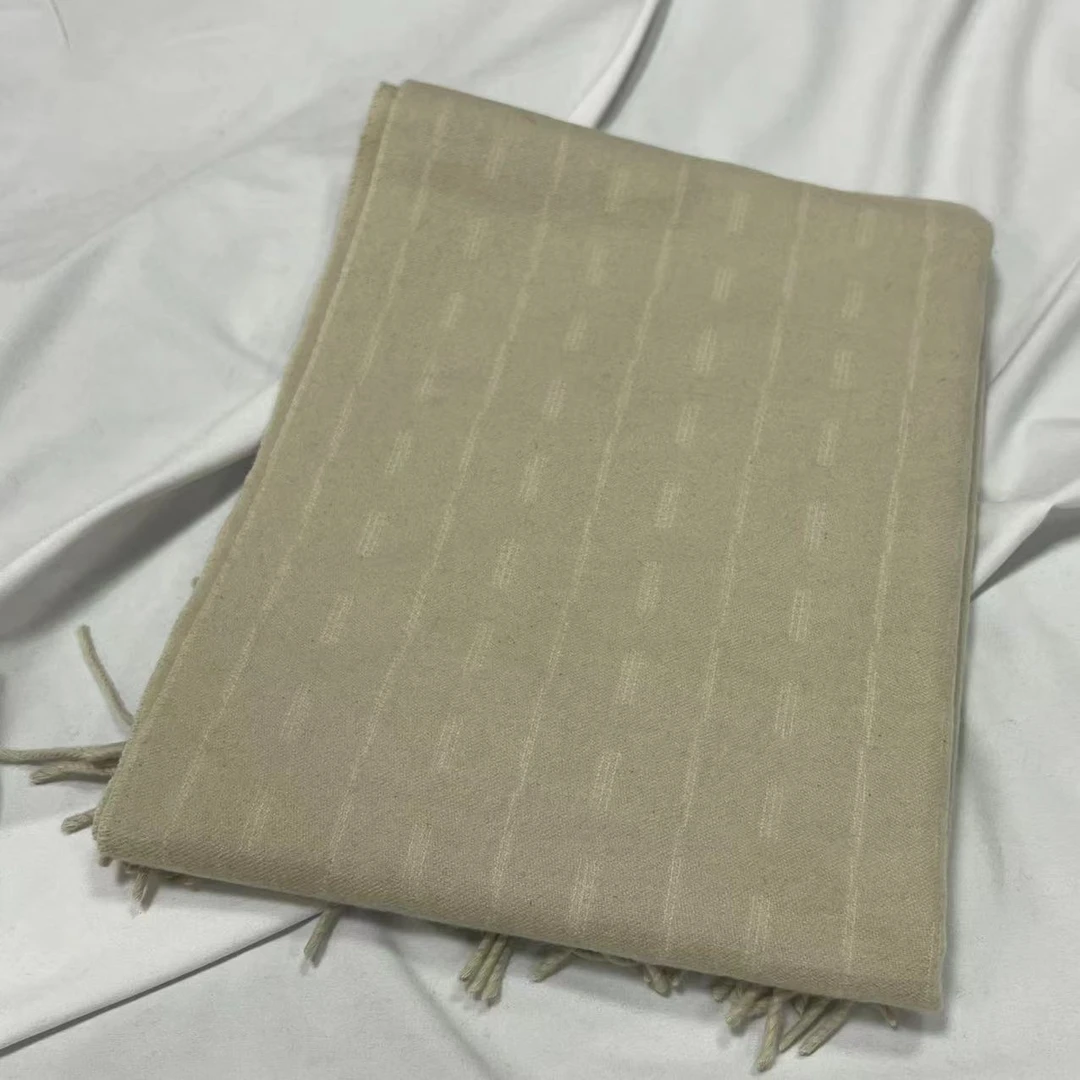 羊绒长巾-米杏双色  50*200cm围巾