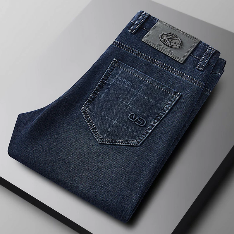 8001高端轻奢百搭男士牛仔裤薄款2025春夏新款商务休闲小直筒裤子