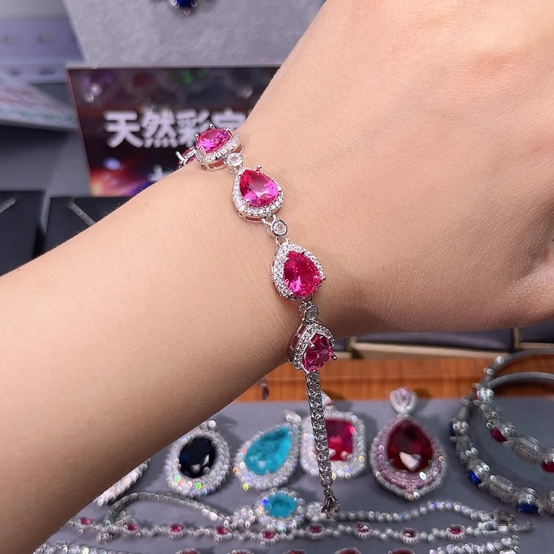 蓝宝石手链银S925镶嵌t 119