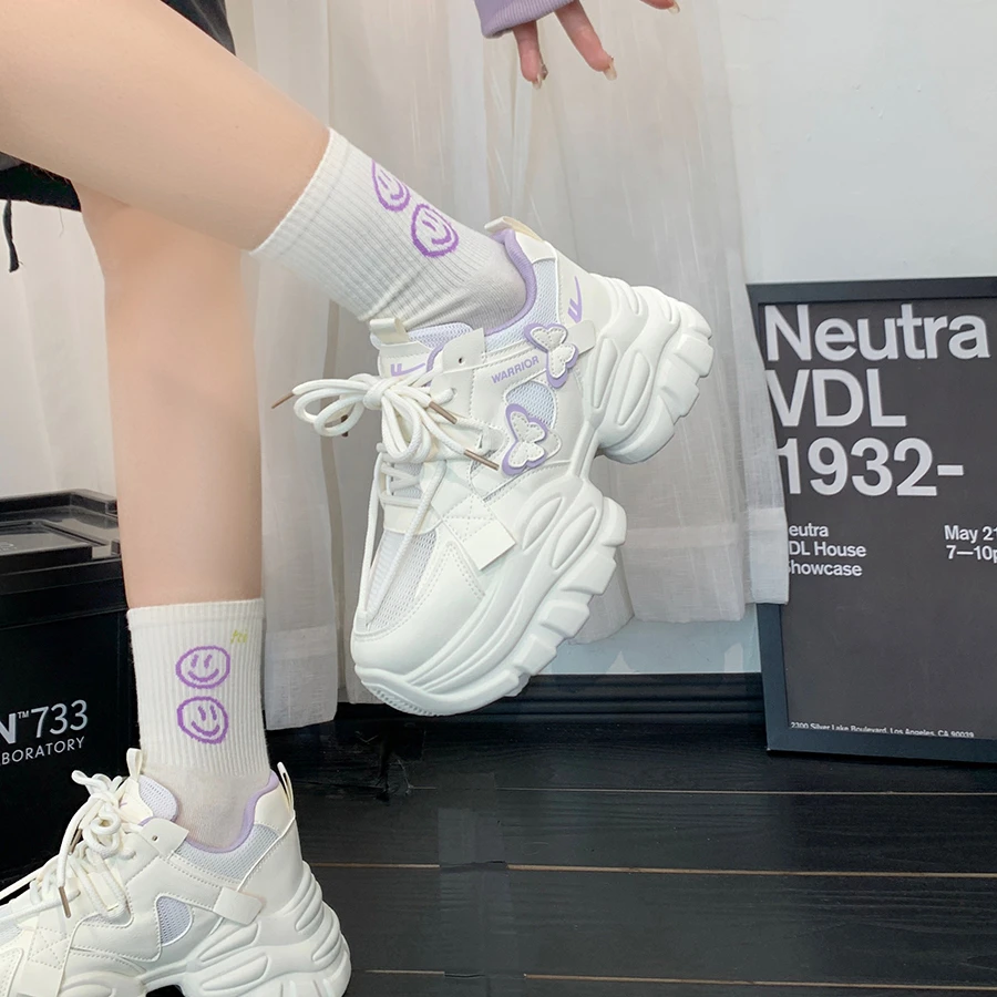 回力九重紫老爹鞋女2025爆款厚底百搭运动鞋小众原创蝴蝶休闲鞋女