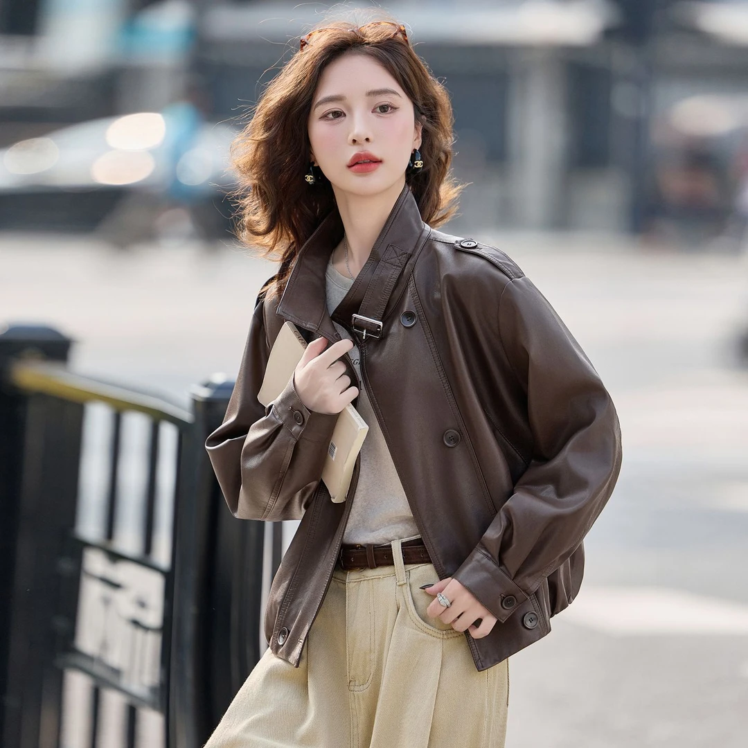小皮衣女春秋短款2025新款韩系宽松休闲女式复古夹克上衣PU外套潮