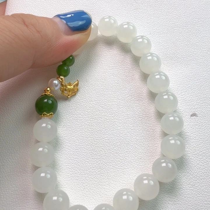 银S925镀金镶嵌手链和田玉
