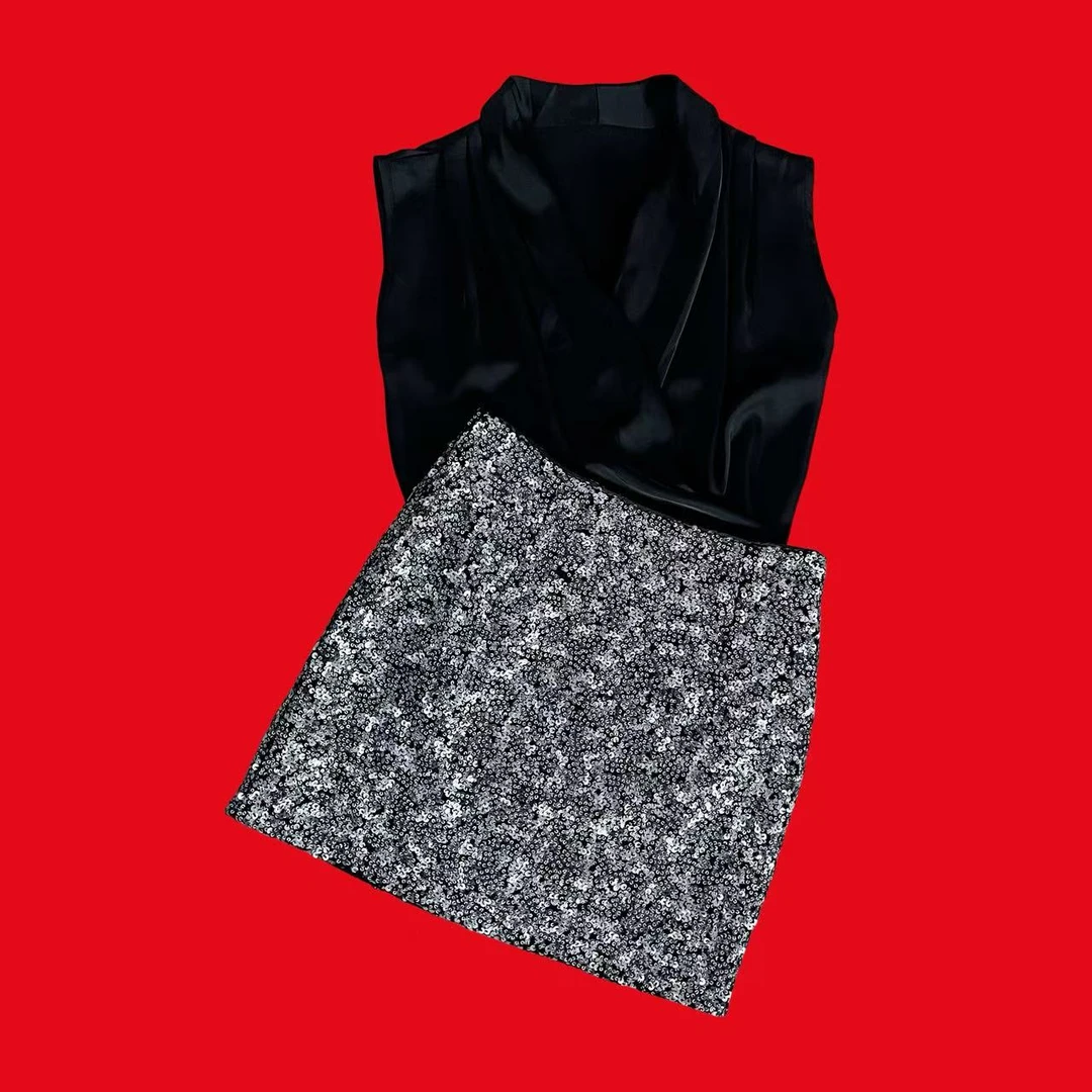 【漫老板】6667私服 定制高品质黑色上衣+亮片裙