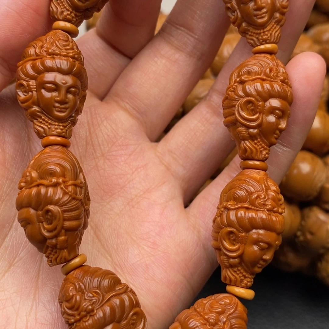 橄榄核吊坠观音手串