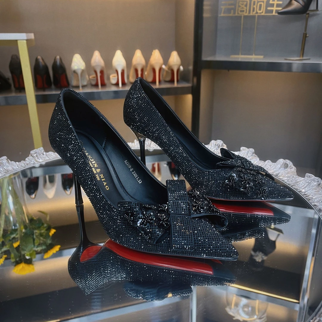 25年新春款高定款轻奢手工串珠向阳花满钻高跟鞋女人味晚宴礼服款