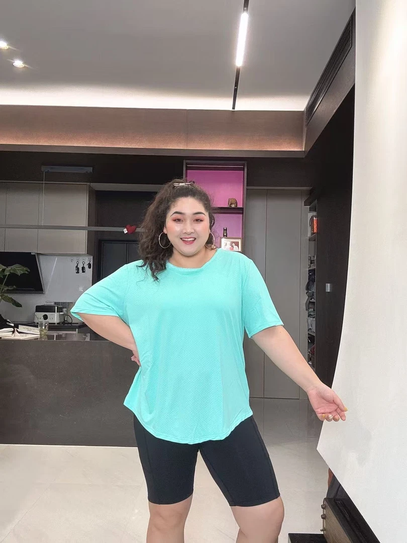 励志女孩大码速干圆领速干冰感美背三条杠短袖SY-101