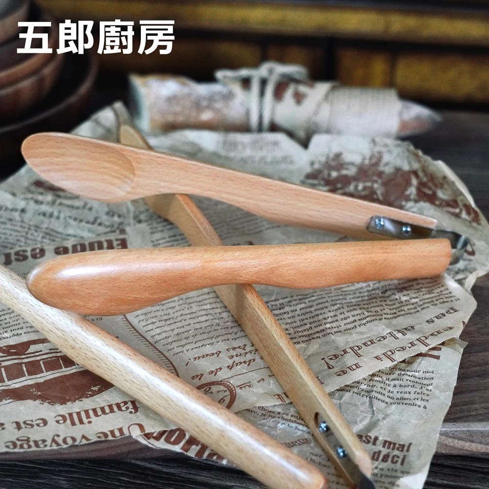 五郎 榉木食物夹 面包夹 油炸 煎鸡蛋牛排 烤肉均可 天然木器