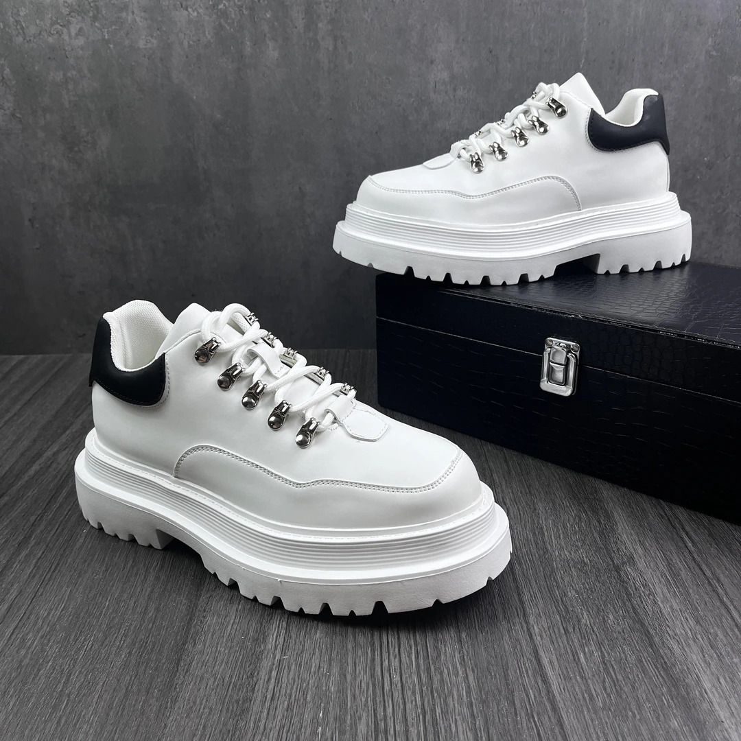 PT RICH增高男鞋2025新款春季小白鞋潮流皮鞋百搭男士四季休闲鞋