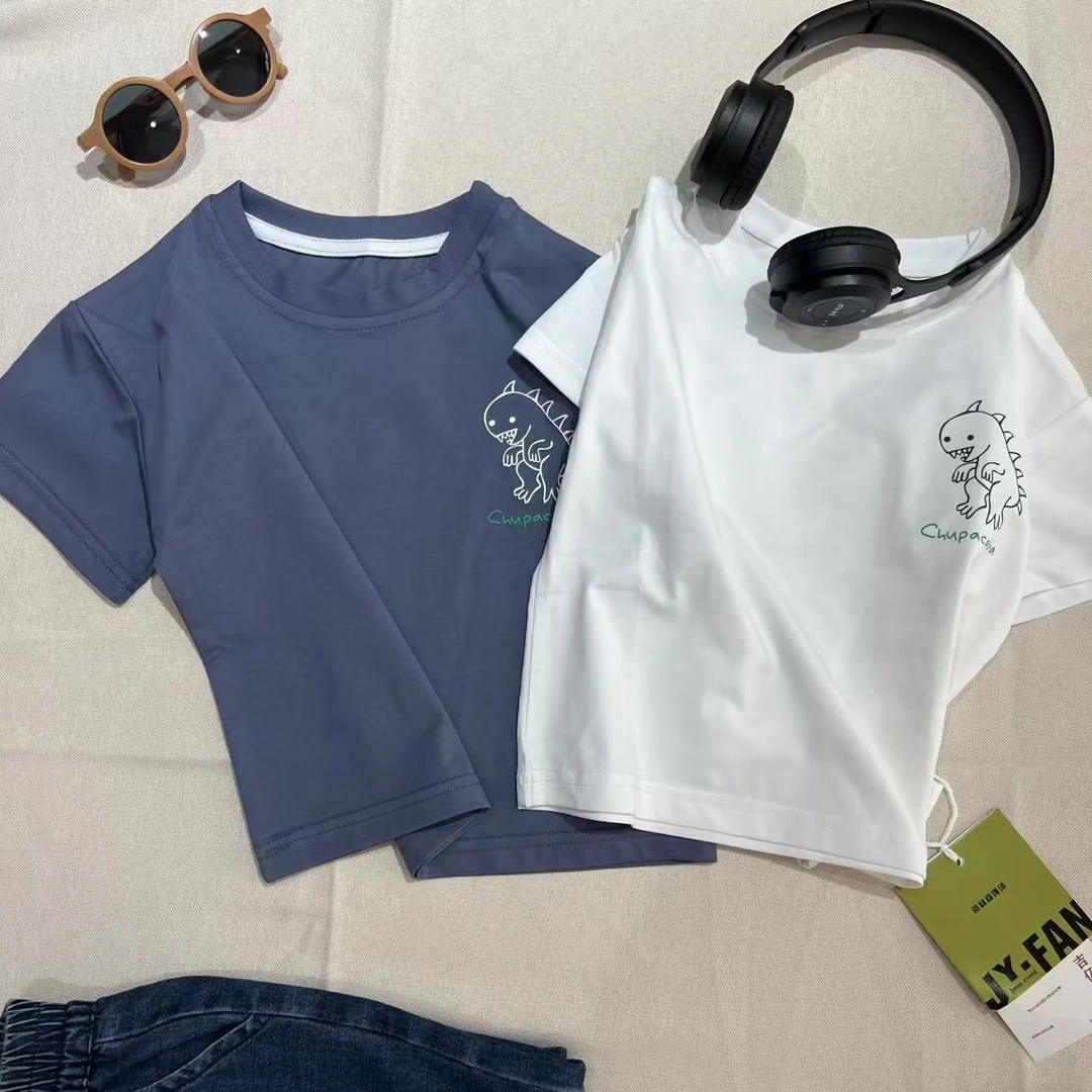 时尚男童可爱恐龙短袖T恤夏装透气儿童印花JYF-6801