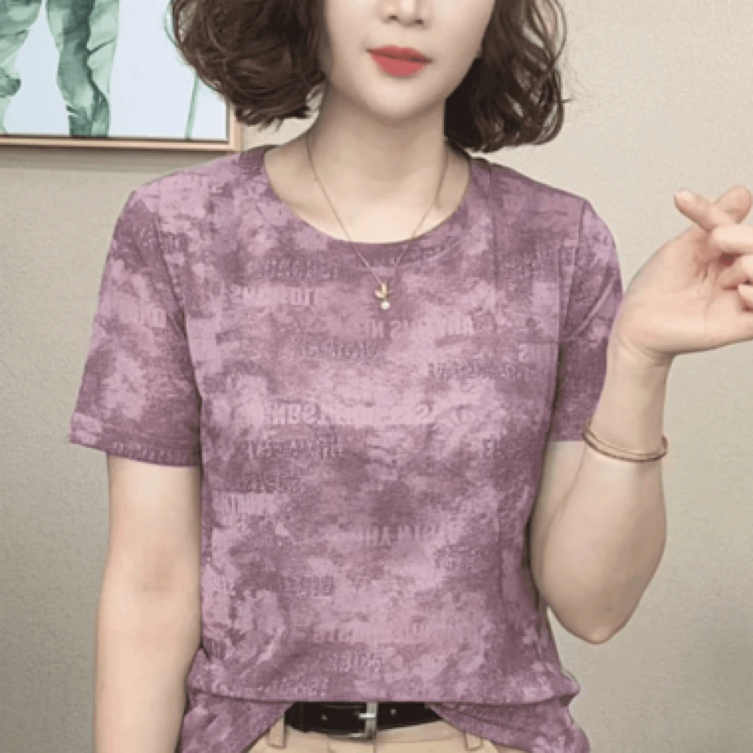 2025夏季新款短袖T恤圆领弹力时尚遮肚子T恤#509720250