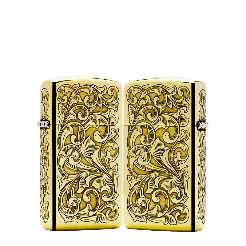 ZIPPO/之宝打火机【大叶纯唐草】纤巧盔甲2D黄铜机原装煤油机DYJ1