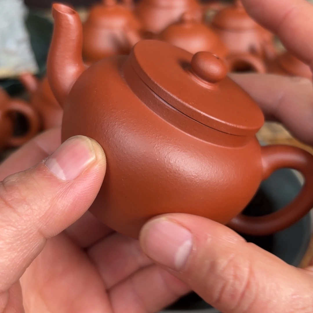 紫砂茶壶小品朱泥平盖莲子壶