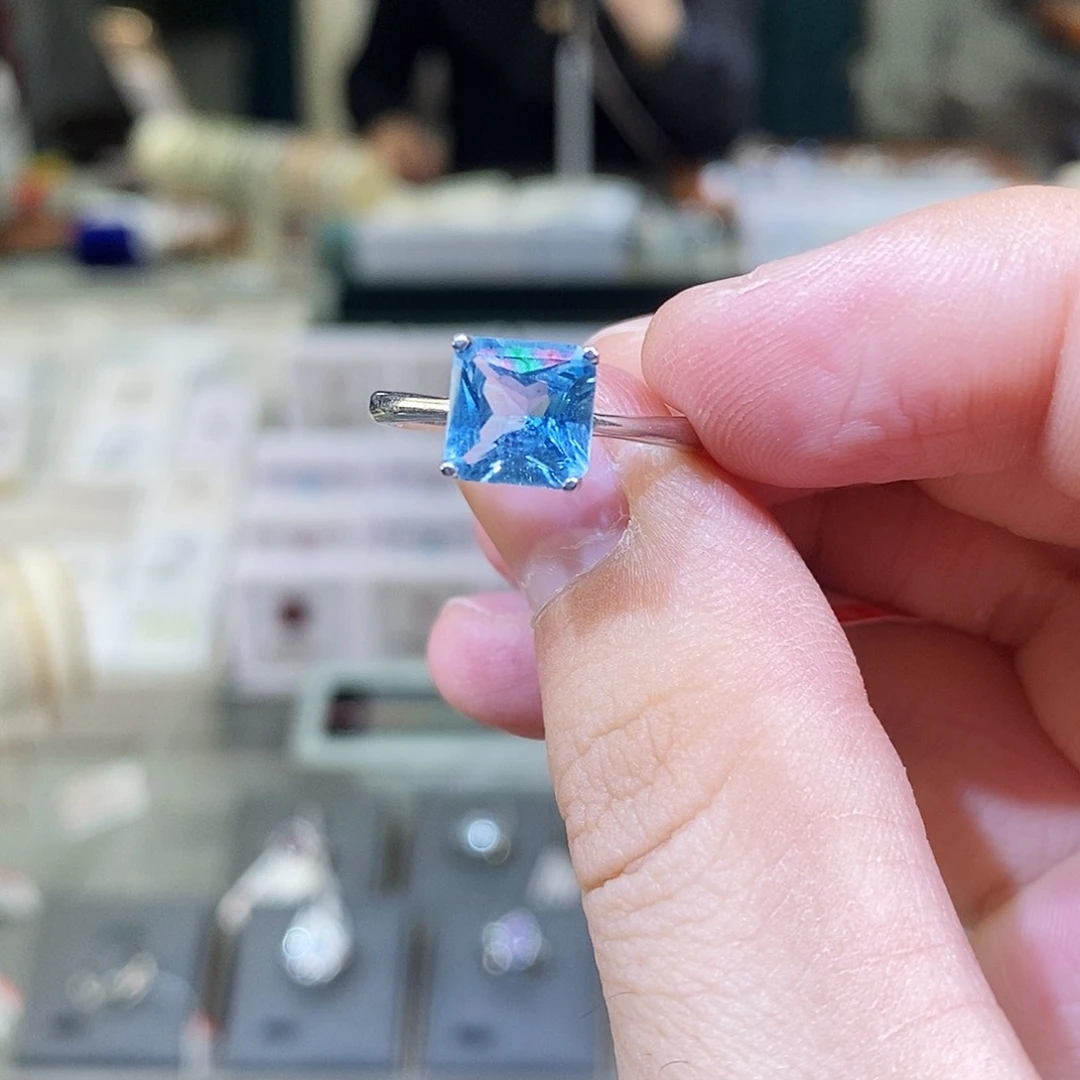 托帕石戒指银S925镶嵌