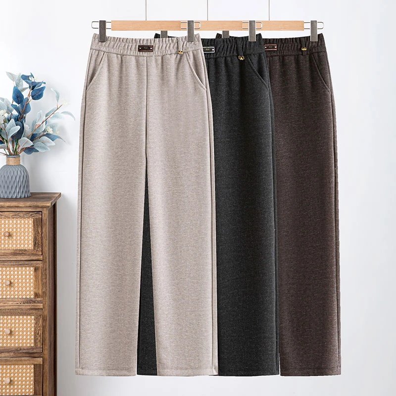 2025春装新款妈妈长裤洋气直筒高腰休闲裤妈妈中老年人女裤