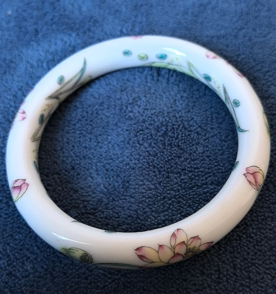 非金属陶瓷手镯 陶瓷58口五彩青花手镯国风白色古风复古饰品镯子