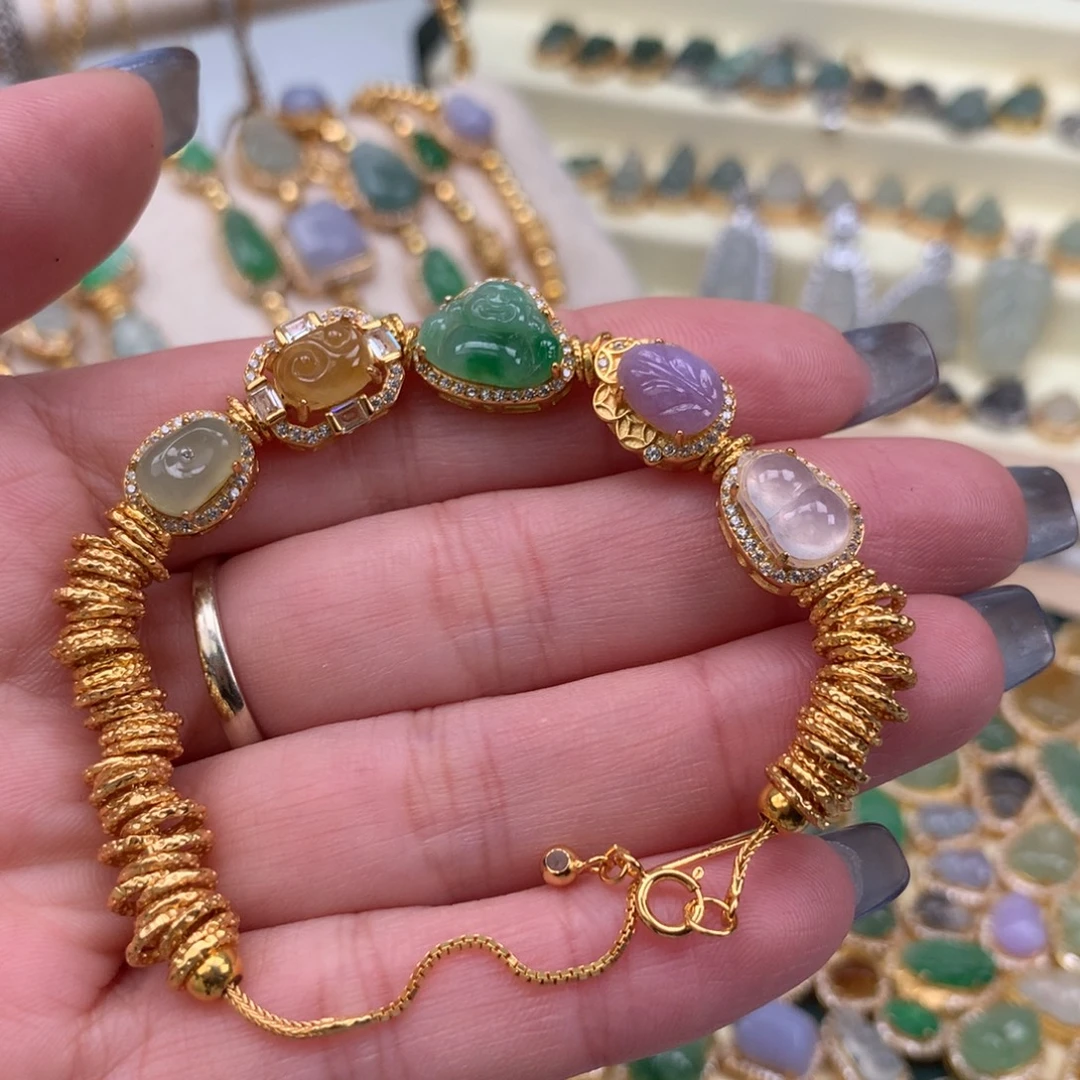 翡翠银S925镶嵌颈饰手链