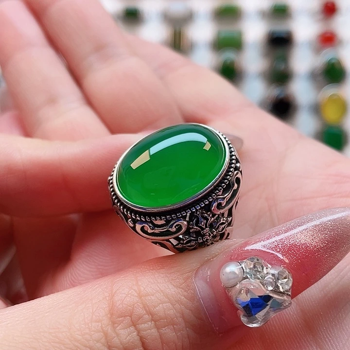 玛瑙/玉髓戒指银S925镶嵌差****?