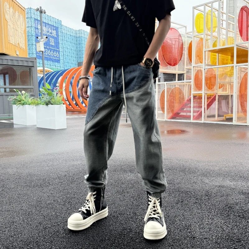 水洗流行男士休闲裤潮牌痞帅宽松束脚裤20男款秋冬牛仔束脚哈伦裤
