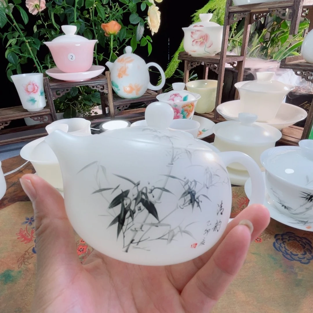 小*子冰晶璞玉素烧手绘竹韵