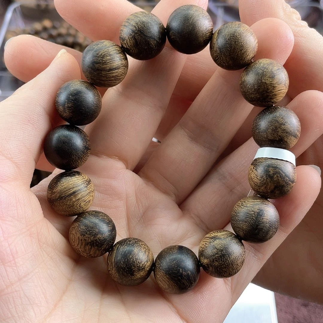 沉香手串修*越南芽庄白棋虎斑留疤