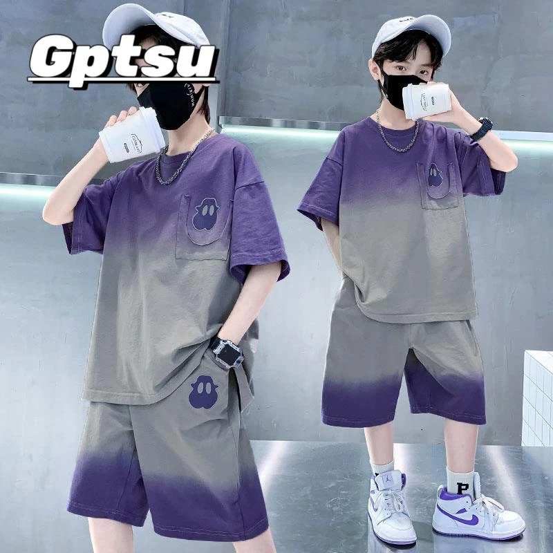 GPTSu男童夏季套装2025新款儿童装炸街洋气男孩短袖夏款运动酷帅