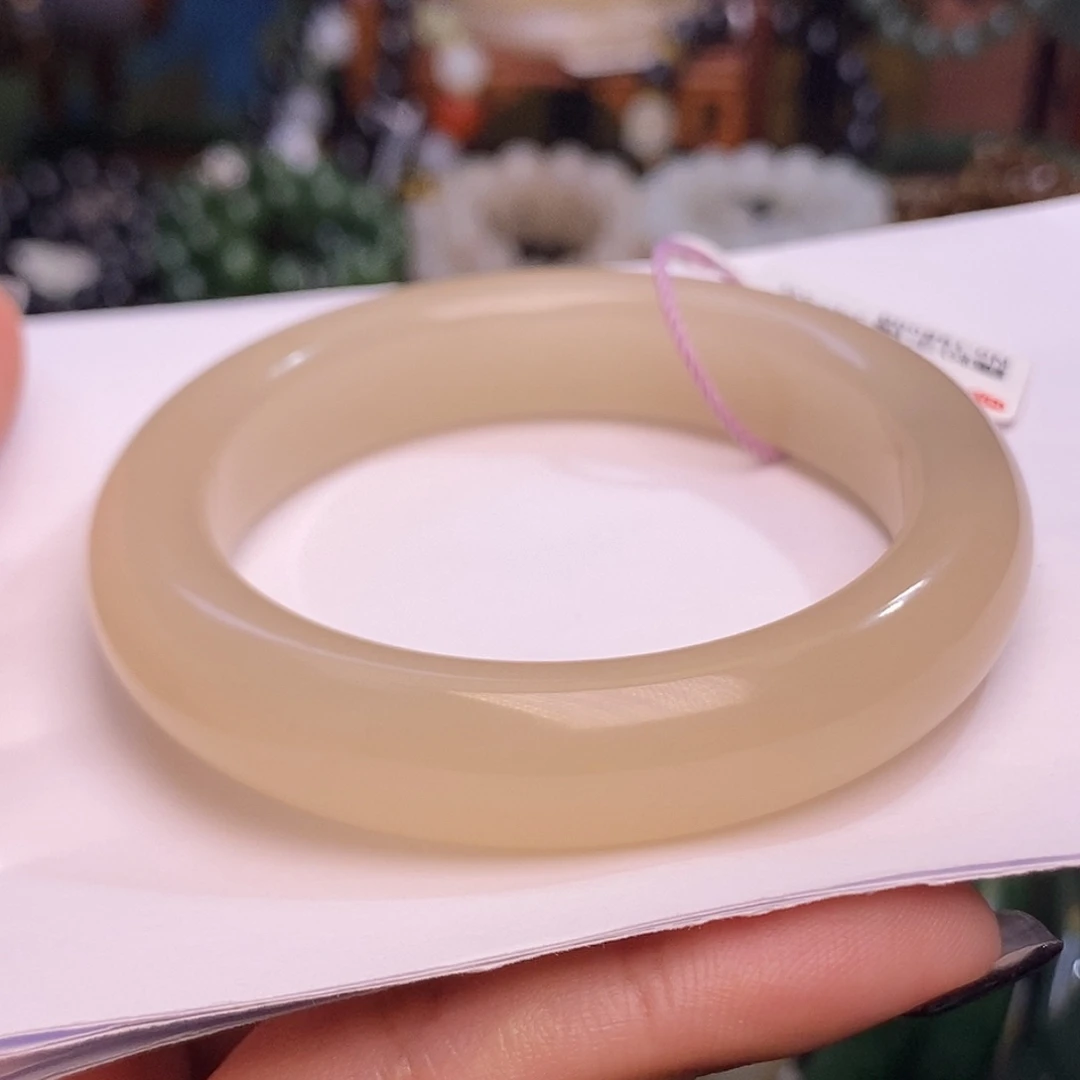 和田玉未镶嵌手链藕粉老矿料红粉收藏毕业级手镯56