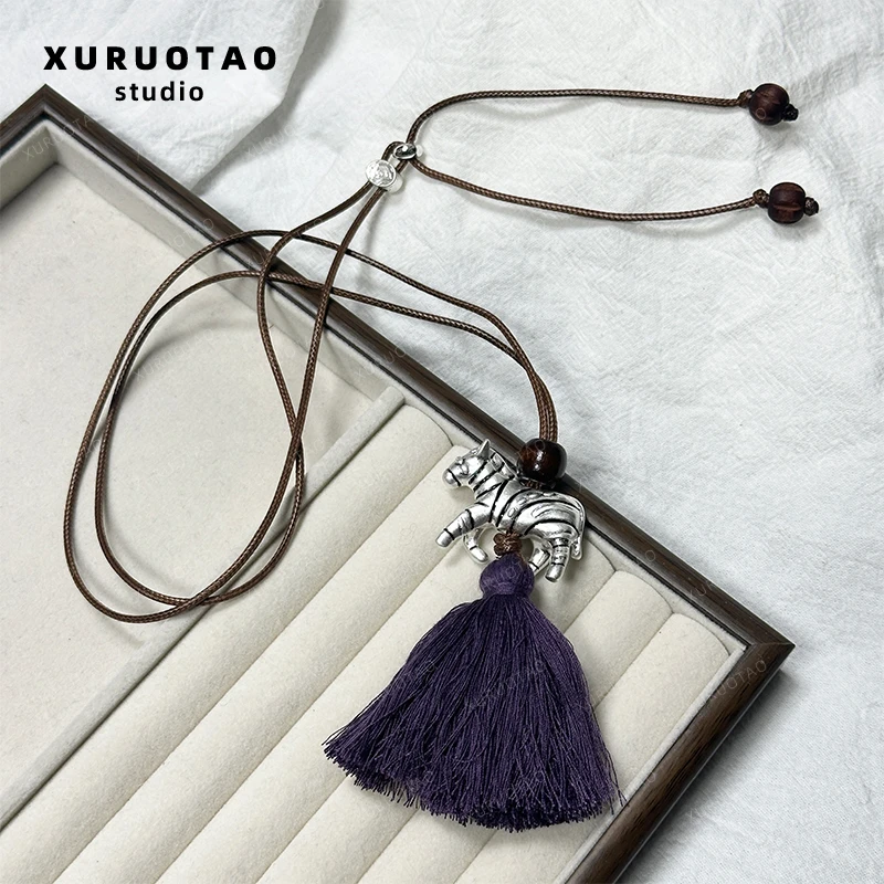 锌合金项链 XURUOTAO【紫流苏】小银马流苏时髦百搭气质项链 T5714