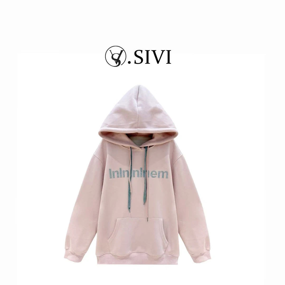 熙薇【懒人字母】2025秋冬加绒卫衣时尚宽松韩版休闲帽衫H5842