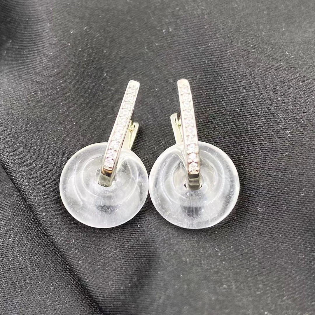 高档珠宝白水晶甜甜圈国风耳饰Y2529