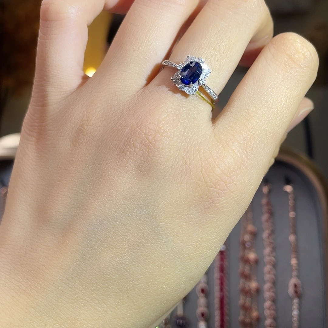 戒指银S925镶嵌蓝宝石