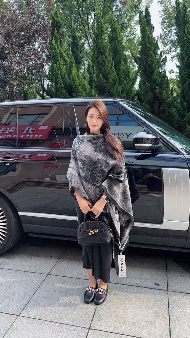 YANGZI家 披肩开叉水墨东方美