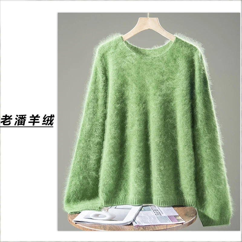 【老潘】纯色加绒圆领厚款打底衫秋冬保暖宽松型休闲Q5433