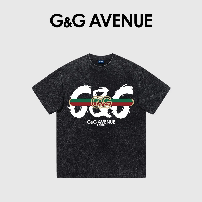 法国G&G AVENUE轻奢潮牌夏季新款水洗短袖T恤男女同款-GT2524045