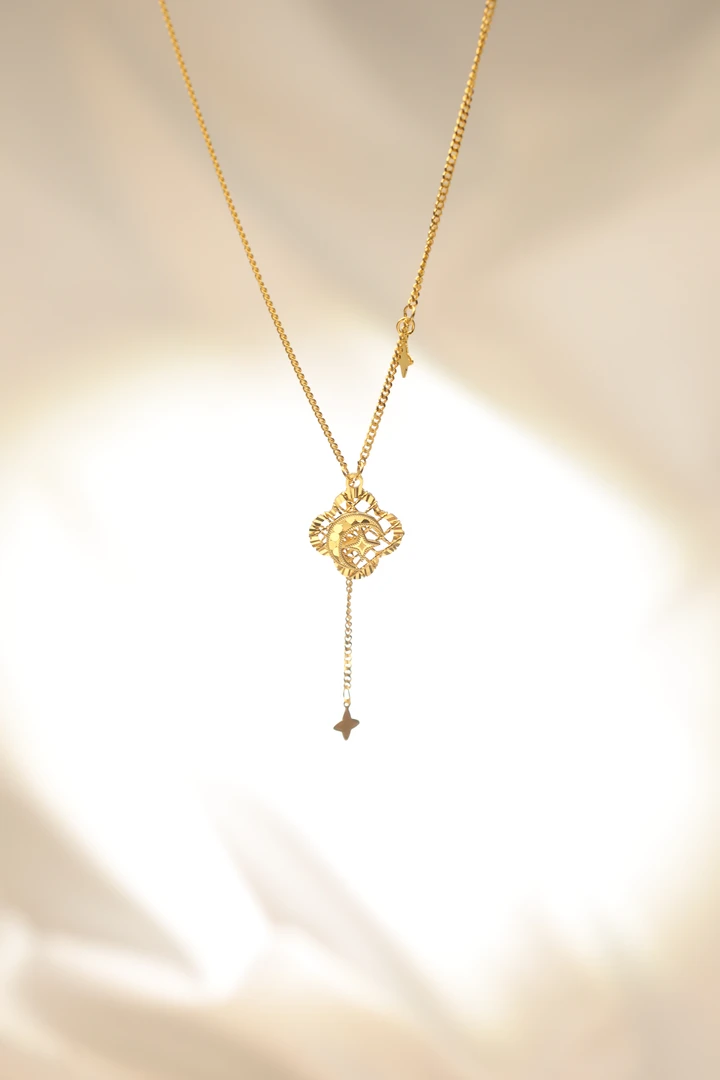 PT950铂金黄绕丝星月提溜套链