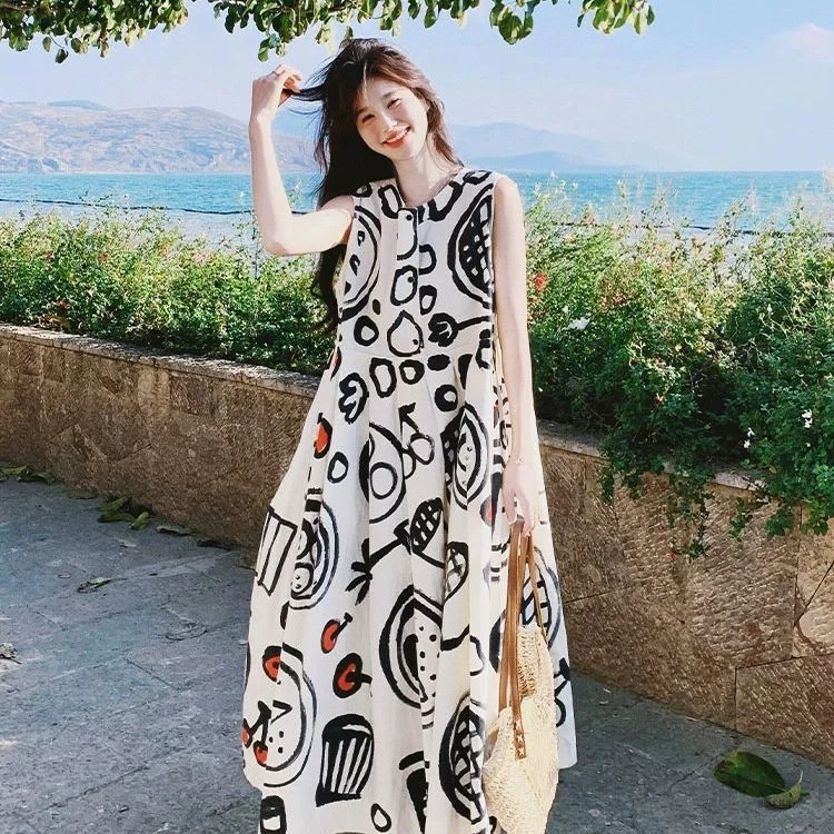 不规则法式连衣裙女夏季洋气胖MM大码300斤宽松减龄设计感背心裙2