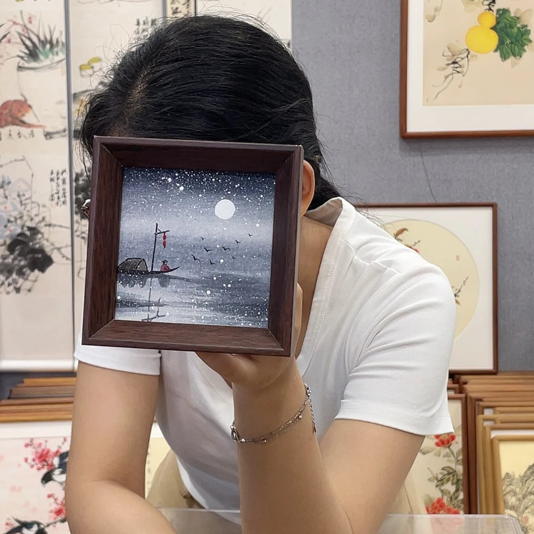 书法手绘带框尺寸：12*12