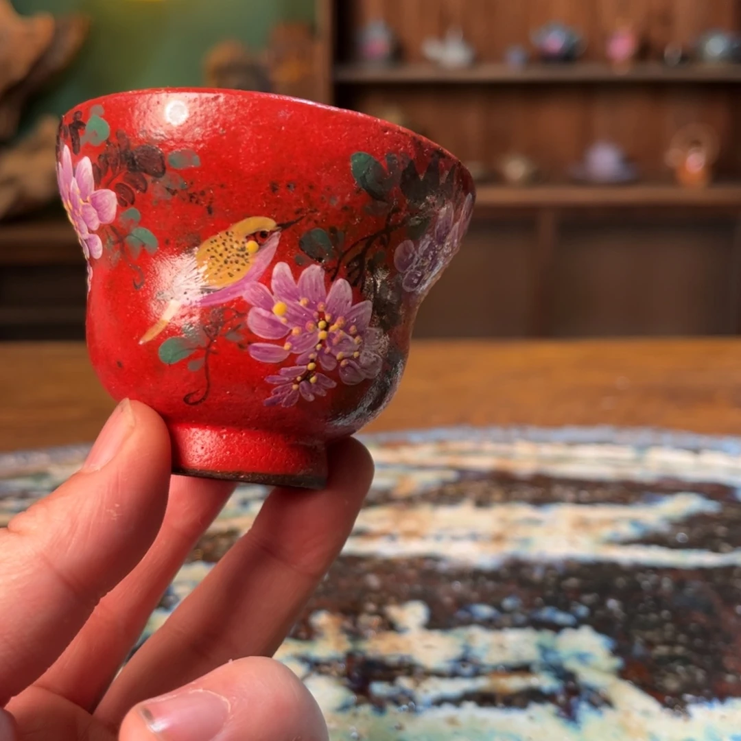 杯柴烧手工手绘陶瓷