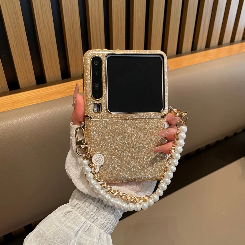 适用华为purax典藏版手机壳电镀连体内置闪粉pocket2外壳oppo潮流