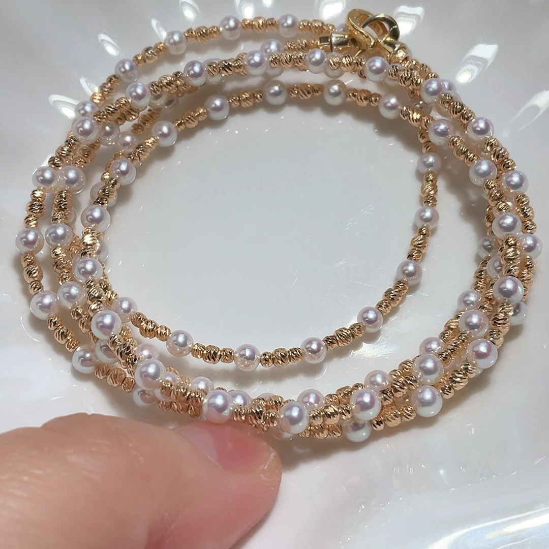 淡水珍珠颈饰银S925镶嵌小*卷