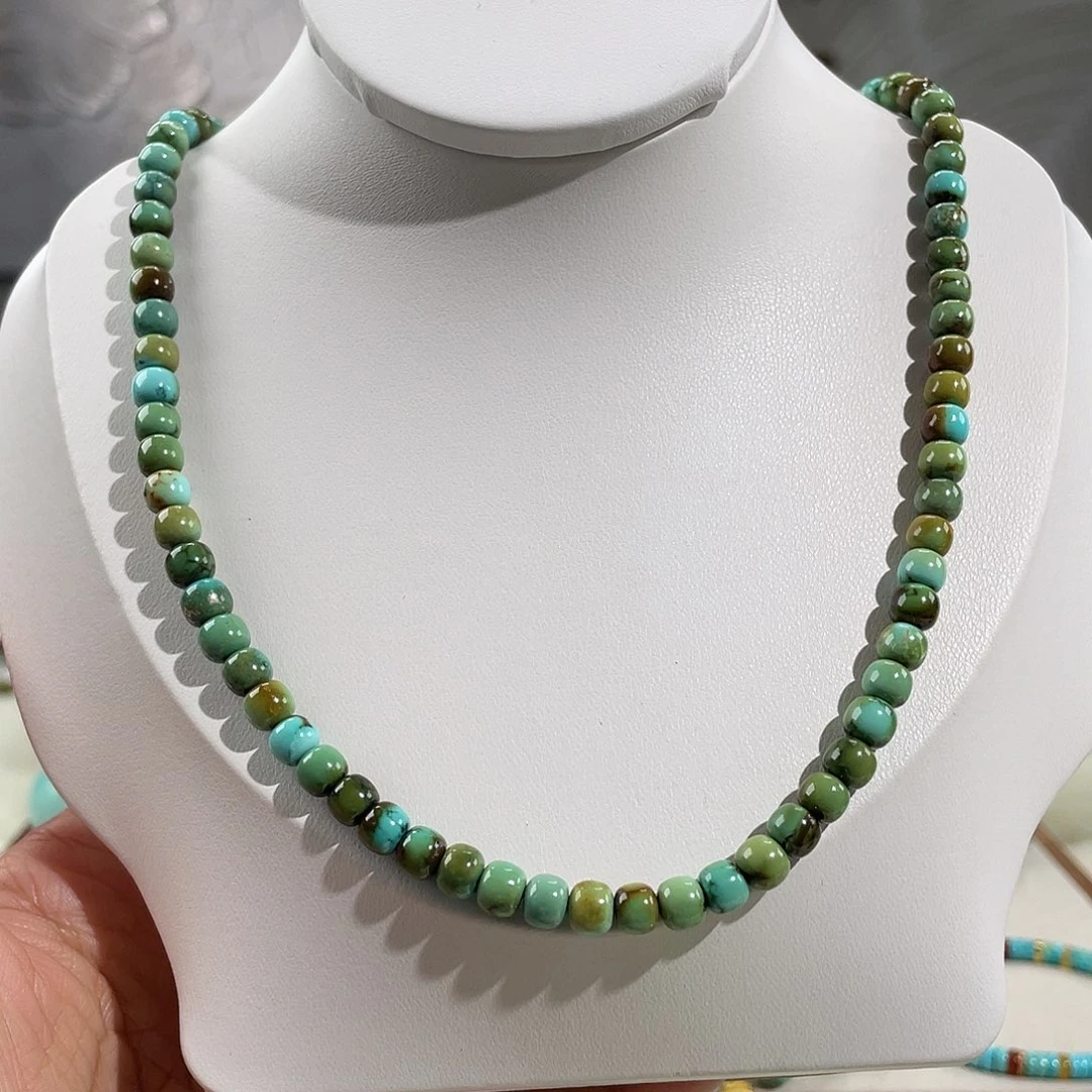 绿松石银S925镀金镶嵌炫彩军绿