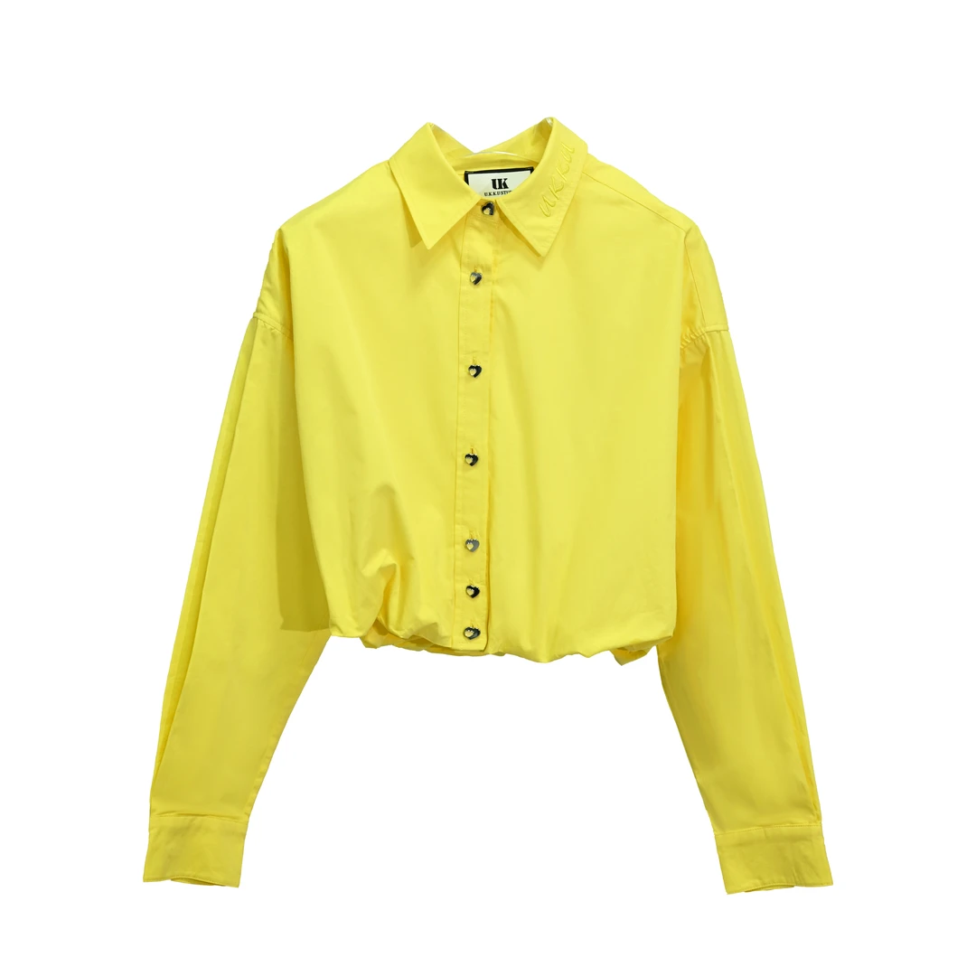 【UKKUSKUDIO】新款轻奢简约刺绣百搭时尚长袖衬衫313491