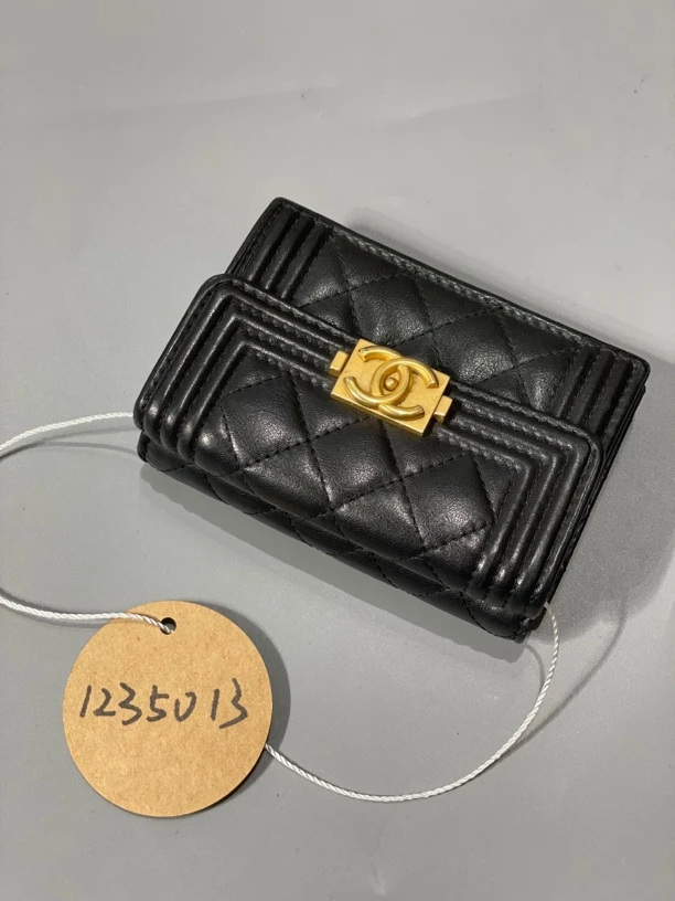 95新 Chanel/香奈儿 夏七中古/黑金leboy钱包/1235013
