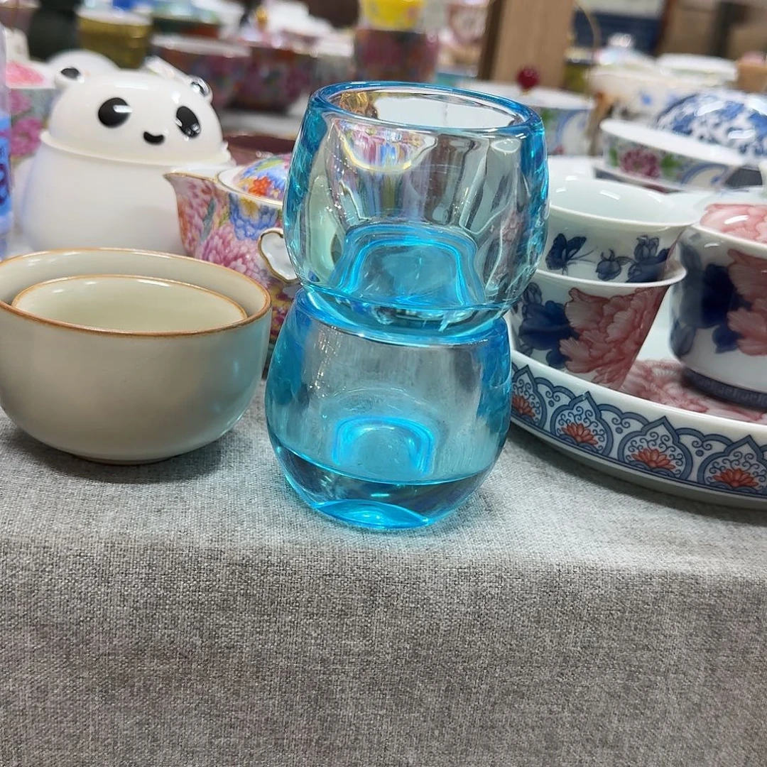 蓝水晶杯2个主人杯
