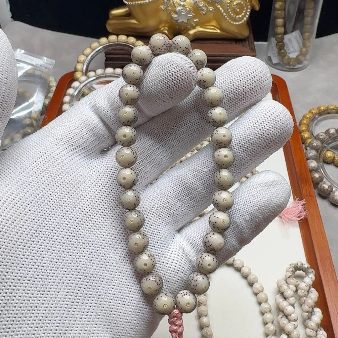 手串星月菩提石玉料8/8糯冰料圆珠手持正月留白小细星