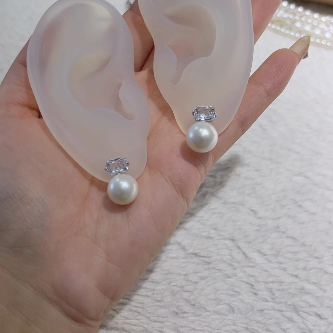 淡水珍珠耳饰银S925镶嵌