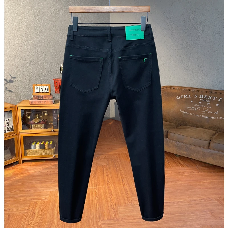 秋冬新款轻奢时尚男士黑色牛仔裤弹力修身小脚裤潮流休闲显瘦长裤