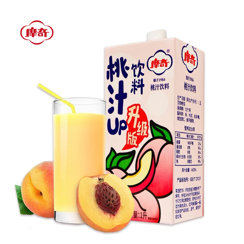 摩奇 【临期】摩奇桃汁1L*2盒整箱【京东快递】 【临期7月29日到期】