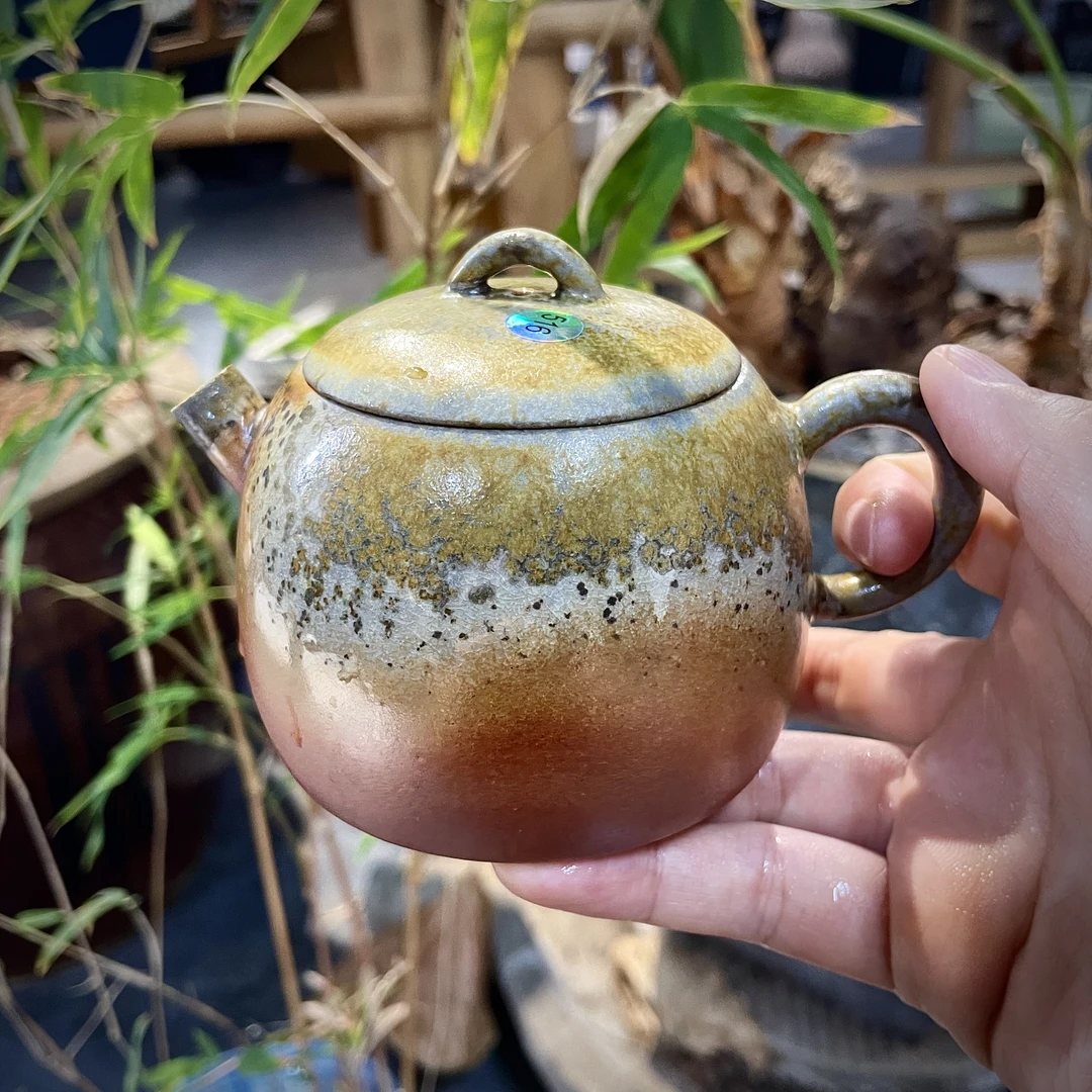 516号全手工玫瑰金泥柴烧茶壶家用复古陶瓷大秦权壶200-220ML