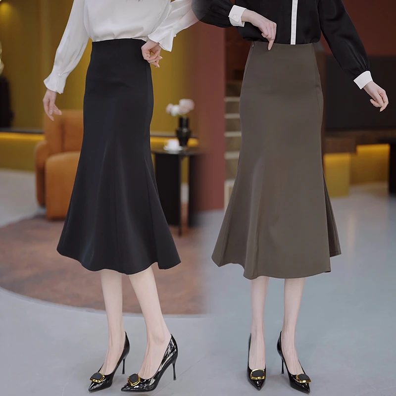 时尚气质鱼尾半身裙春秋新款中长款过膝修身显瘦显高a字包臀裙子